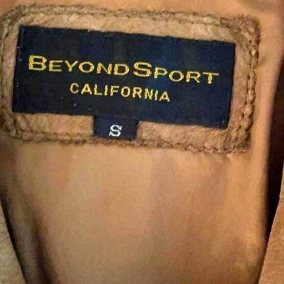 Beyond Sport California Moto Jacket Womens Small Leather Caramel Zip Sleeves - Picture 4 of 15